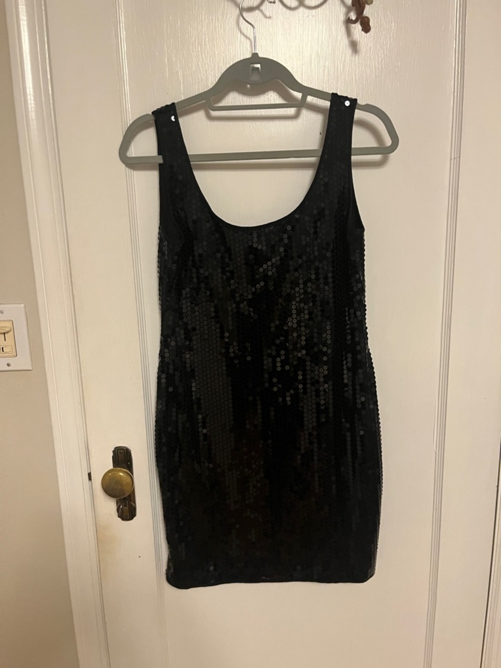 Black Sequin Scoop-Neck Mini Dress